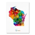 Trademark Fine Art Michael Tompsett 'Wisconsin Map' Canvas Art, 18x24 MT0677-C1824GG